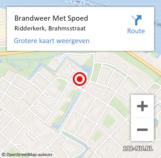 Locatie op kaart van de 112 melding: Brandweer Met Spoed Naar Ridderkerk, Brahmsstraat op 1 maart 2024 21:22