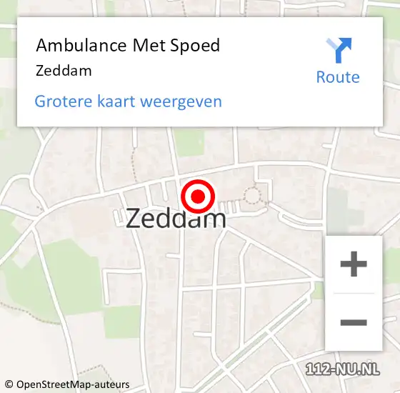 Locatie op kaart van de 112 melding: Ambulance Met Spoed Naar Zeddam op 1 maart 2024 21:31