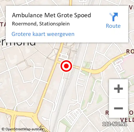Locatie op kaart van de 112 melding: Ambulance Met Grote Spoed Naar Roermond, Stationsplein op 1 maart 2024 22:04