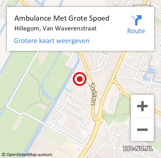 Locatie op kaart van de 112 melding: Ambulance Met Grote Spoed Naar Hillegom, Van Waverenstraat op 27 september 2014 17:21