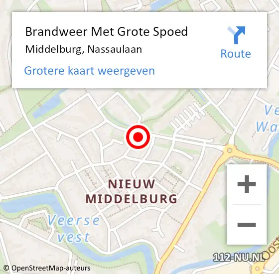 Locatie op kaart van de 112 melding: Brandweer Met Grote Spoed Naar Middelburg, Nassaulaan op 1 maart 2024 22:19