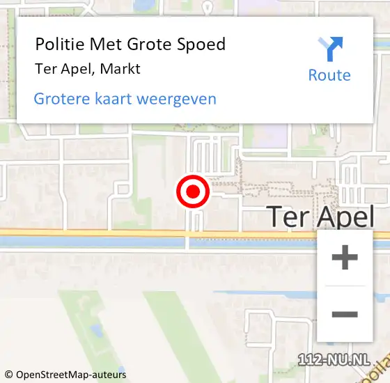 Locatie op kaart van de 112 melding: Politie Met Grote Spoed Naar Ter Apel, Markt op 1 maart 2024 22:19