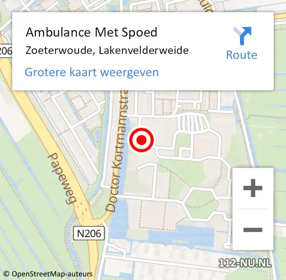 Locatie op kaart van de 112 melding: Ambulance Met Spoed Naar Zoeterwoude, Lakenvelderweide op 1 maart 2024 22:25