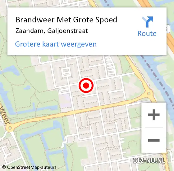 Locatie op kaart van de 112 melding: Brandweer Met Grote Spoed Naar Zaandam, Galjoenstraat op 1 maart 2024 23:19