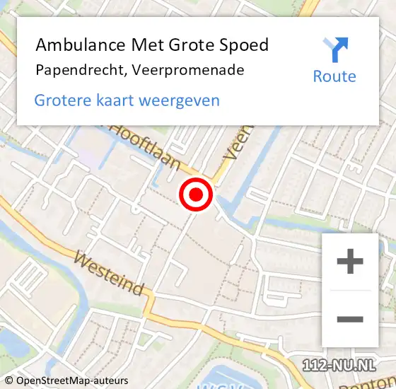 Locatie op kaart van de 112 melding: Ambulance Met Grote Spoed Naar Papendrecht, Veerpromenade op 1 maart 2024 23:24