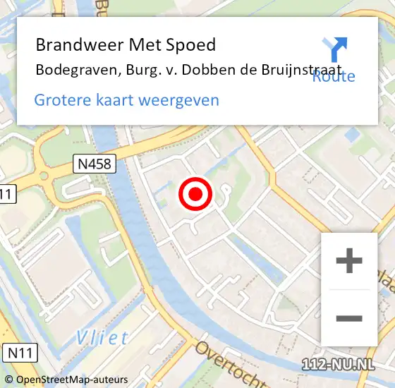 Locatie op kaart van de 112 melding: Brandweer Met Spoed Naar Bodegraven, Burg. v. Dobben de Bruijnstraat op 1 maart 2024 23:27