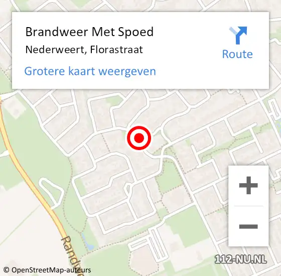 Locatie op kaart van de 112 melding: Brandweer Met Spoed Naar Nederweert, Florastraat op 1 maart 2024 23:28