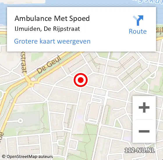 Locatie op kaart van de 112 melding: Ambulance Met Spoed Naar IJmuiden, De Rijpstraat op 2 maart 2024 00:41