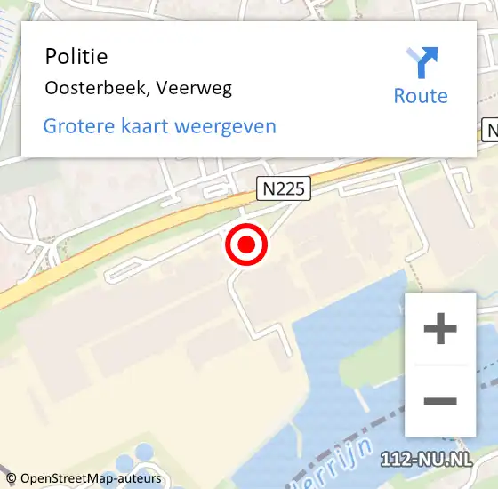 Locatie op kaart van de 112 melding: Politie Oosterbeek, Veerweg op 2 maart 2024 00:58