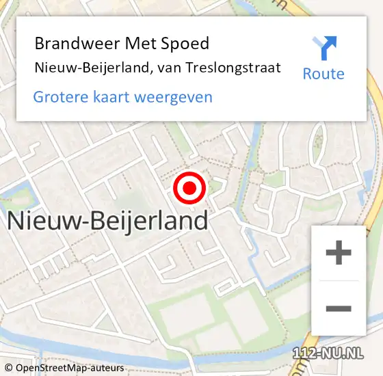 Locatie op kaart van de 112 melding: Brandweer Met Spoed Naar Nieuw-Beijerland, van Treslongstraat op 2 maart 2024 01:06
