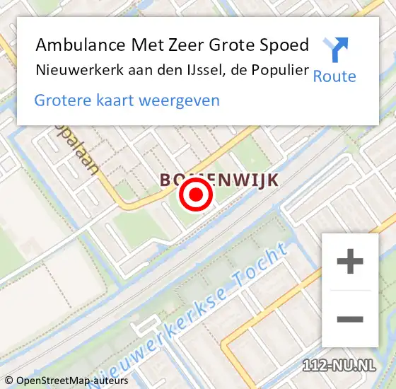 Locatie op kaart van de 112 melding: Ambulance Met Zeer Grote Spoed Naar Nieuwerkerk aan den IJssel, de Populier op 2 maart 2024 01:18