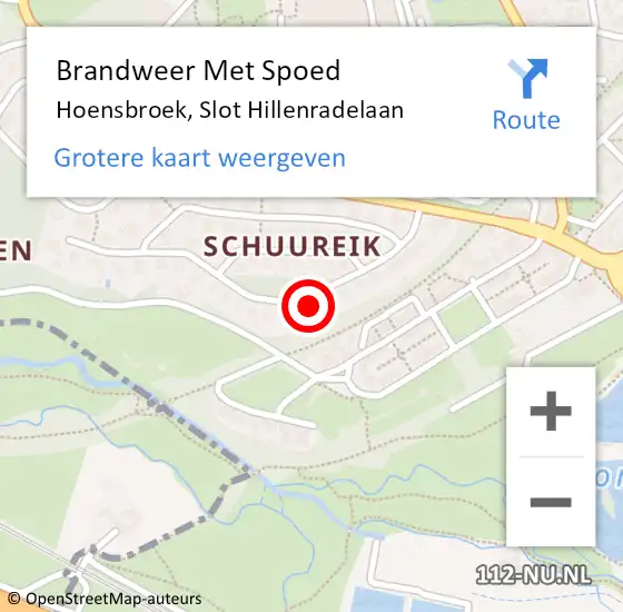 Locatie op kaart van de 112 melding: Brandweer Met Spoed Naar Hoensbroek, Slot Hillenradelaan op 2 maart 2024 01:20