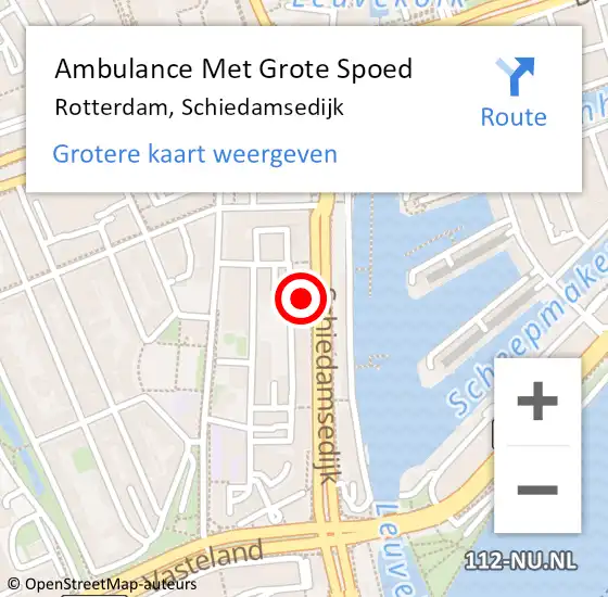 Locatie op kaart van de 112 melding: Ambulance Met Grote Spoed Naar Rotterdam, Schiedamsedijk op 2 maart 2024 01:30