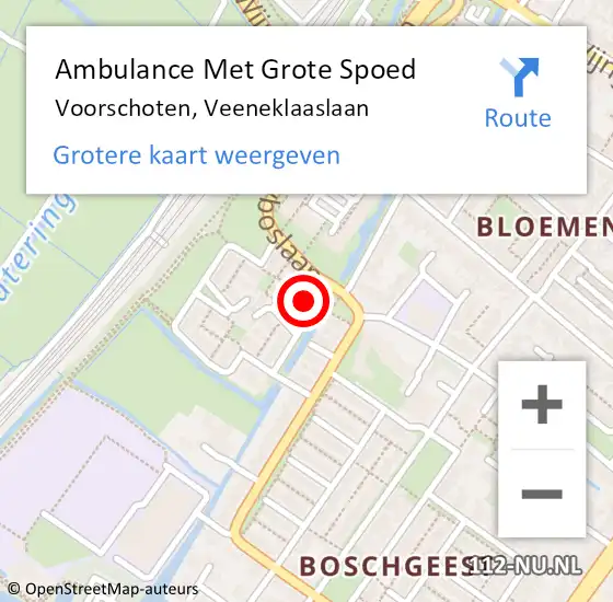 Locatie op kaart van de 112 melding: Ambulance Met Grote Spoed Naar Voorschoten, Veeneklaaslaan op 2 maart 2024 01:38