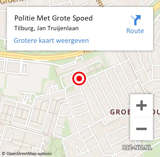 Locatie op kaart van de 112 melding: Politie Met Grote Spoed Naar Tilburg, Jan Truijenlaan op 2 maart 2024 01:48