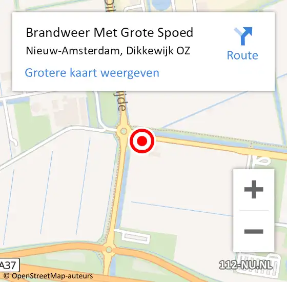 Locatie op kaart van de 112 melding: Brandweer Met Grote Spoed Naar Nieuw-Amsterdam, Dikkewijk OZ op 2 maart 2024 01:55