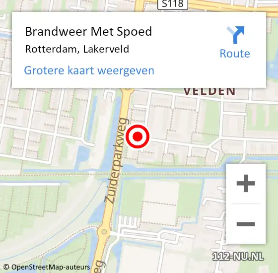 Locatie op kaart van de 112 melding: Brandweer Met Spoed Naar Rotterdam, Lakerveld op 2 maart 2024 02:34