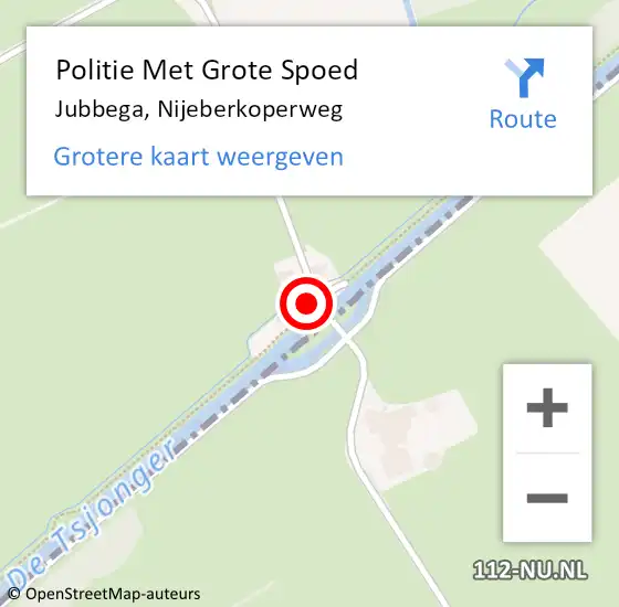 Locatie op kaart van de 112 melding: Politie Met Grote Spoed Naar Jubbega, Nijeberkoperweg op 2 maart 2024 02:41