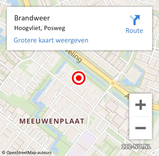 Locatie op kaart van de 112 melding: Brandweer Hoogvliet, Posweg op 2 maart 2024 02:45