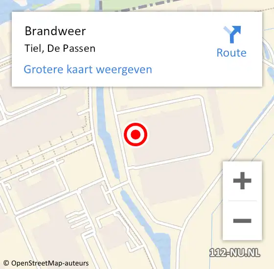 Locatie op kaart van de 112 melding: Brandweer Tiel, De Passen op 2 maart 2024 03:37