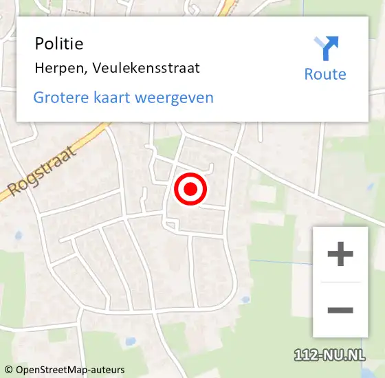 Locatie op kaart van de 112 melding: Politie Herpen, Veulekensstraat op 2 maart 2024 03:56