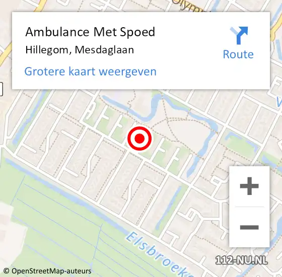 Locatie op kaart van de 112 melding: Ambulance Met Spoed Naar Hillegom, Mesdaglaan op 2 maart 2024 04:40