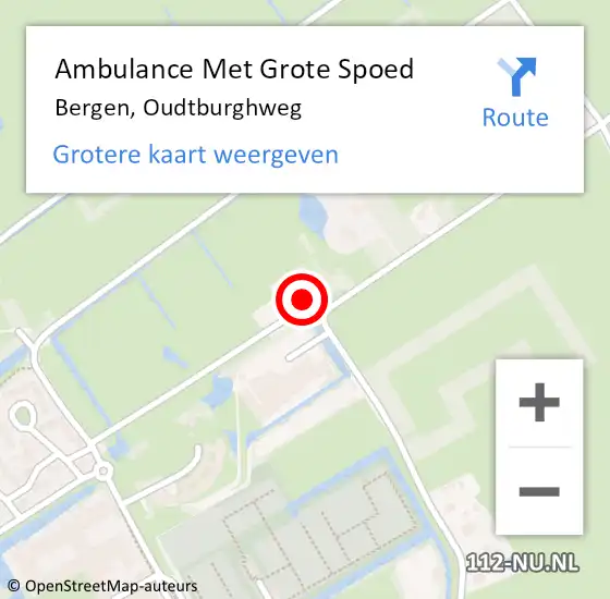 Locatie op kaart van de 112 melding: Ambulance Met Grote Spoed Naar Bergen, Oudtburghweg op 2 maart 2024 04:48