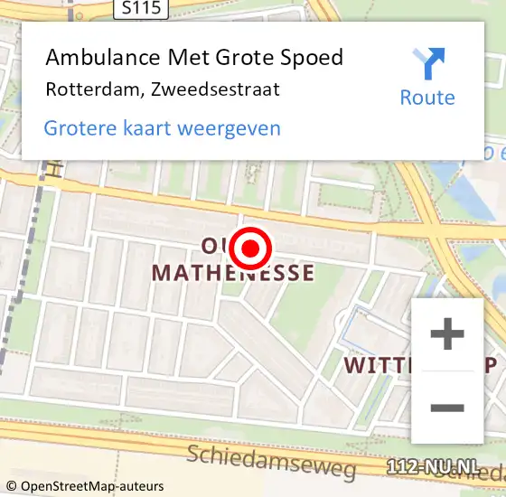 Locatie op kaart van de 112 melding: Ambulance Met Grote Spoed Naar Rotterdam, Zweedsestraat op 2 maart 2024 06:05