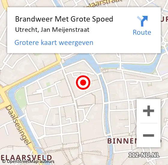 Locatie op kaart van de 112 melding: Brandweer Met Grote Spoed Naar Utrecht, Jan Meijenstraat op 2 maart 2024 06:41