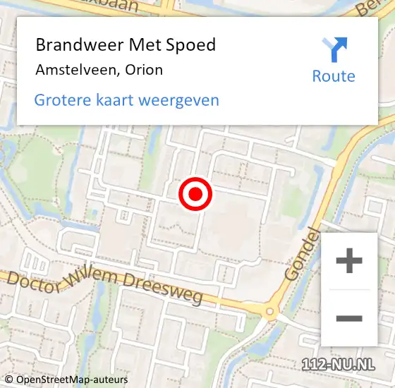 Locatie op kaart van de 112 melding: Brandweer Met Spoed Naar Amstelveen, Orion op 2 maart 2024 06:44