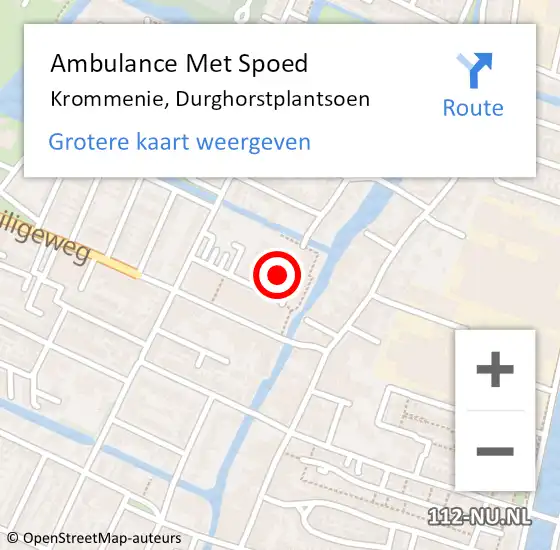 Locatie op kaart van de 112 melding: Ambulance Met Spoed Naar Krommenie, Durghorstplantsoen op 2 maart 2024 07:21