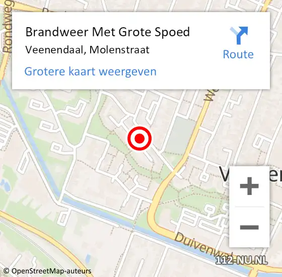 Locatie op kaart van de 112 melding: Brandweer Met Grote Spoed Naar Veenendaal, Molenstraat op 2 maart 2024 07:46