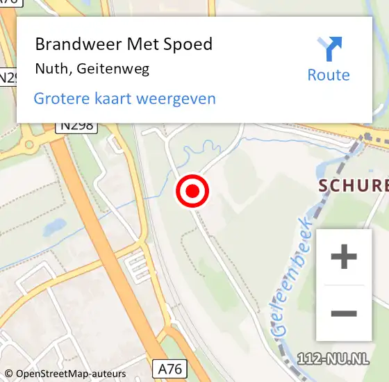 Locatie op kaart van de 112 melding: Brandweer Met Spoed Naar Nuth, Geitenweg op 2 maart 2024 07:50