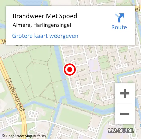 Locatie op kaart van de 112 melding: Brandweer Met Spoed Naar Almere, Harlingensingel op 2 maart 2024 07:54