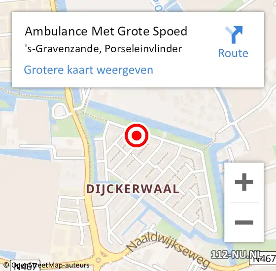 Locatie op kaart van de 112 melding: Ambulance Met Grote Spoed Naar 's-Gravenzande, Porseleinvlinder op 2 maart 2024 08:03