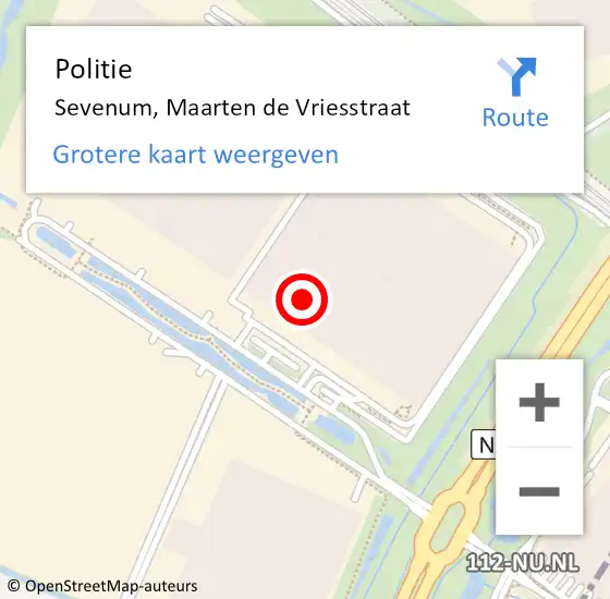Locatie op kaart van de 112 melding: Politie Sevenum, Maarten de Vriesstraat op 2 maart 2024 08:05