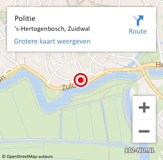 Locatie op kaart van de 112 melding: Politie 's-Hertogenbosch, Zuidwal op 2 maart 2024 08:12