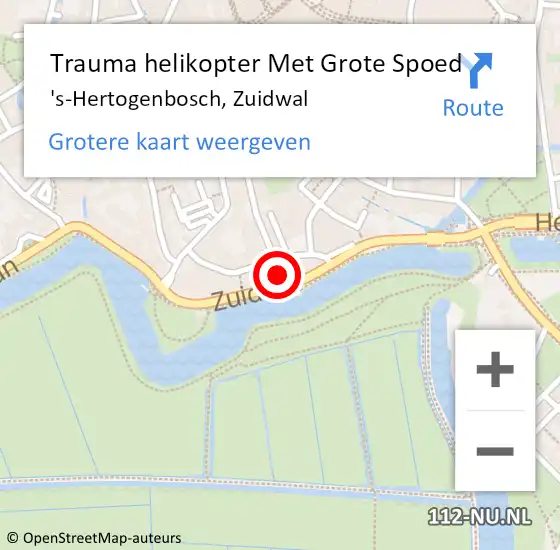 Locatie op kaart van de 112 melding: Trauma helikopter Met Grote Spoed Naar 's-Hertogenbosch, Zuidwal op 2 maart 2024 08:14