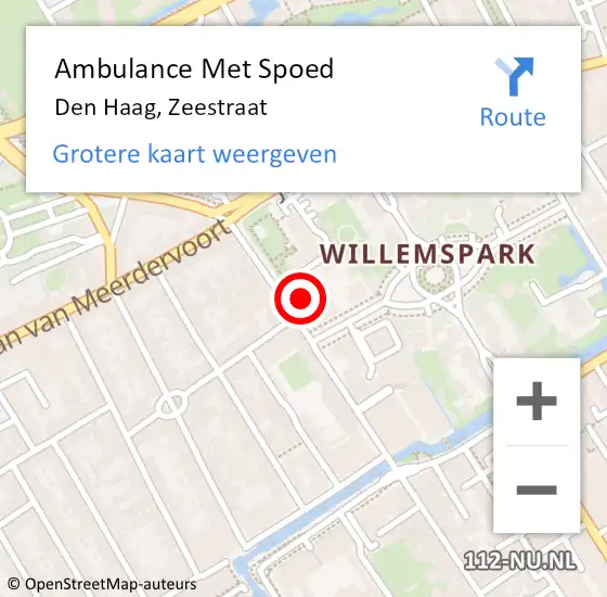 Locatie op kaart van de 112 melding: Ambulance Met Spoed Naar Den Haag, Zeestraat op 2 maart 2024 08:40