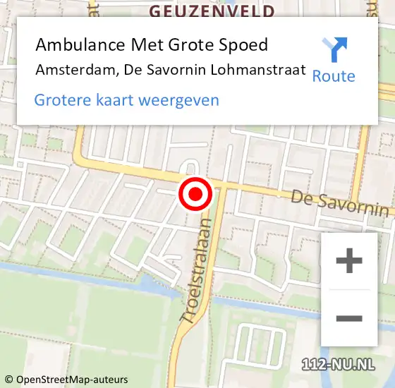 Locatie op kaart van de 112 melding: Ambulance Met Grote Spoed Naar Amsterdam, De Savornin Lohmanstraat op 2 maart 2024 08:48