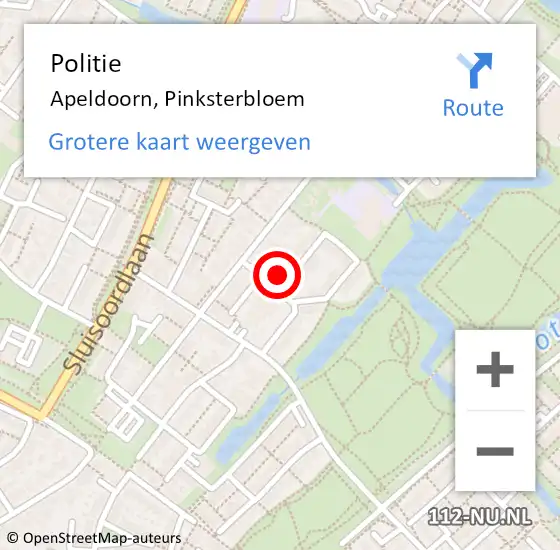 Locatie op kaart van de 112 melding: Politie Apeldoorn, Pinksterbloem op 2 maart 2024 09:16