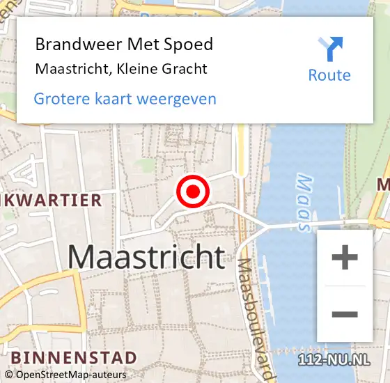 Locatie op kaart van de 112 melding: Brandweer Met Spoed Naar Maastricht, Kleine Gracht op 2 maart 2024 09:20