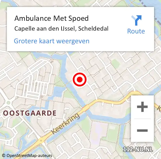 Locatie op kaart van de 112 melding: Ambulance Met Spoed Naar Capelle aan den IJssel, Scheldedal op 2 maart 2024 09:36