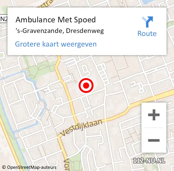 Locatie op kaart van de 112 melding: Ambulance Met Spoed Naar 's-Gravenzande, Dresdenweg op 2 maart 2024 09:37