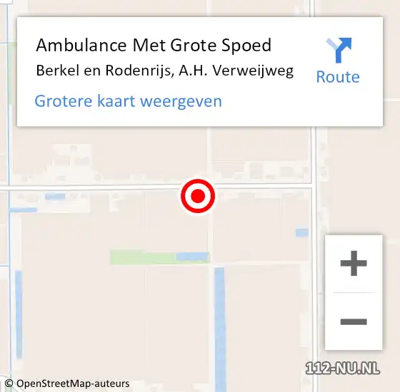 Locatie op kaart van de 112 melding: Ambulance Met Grote Spoed Naar Berkel en Rodenrijs, A.H. Verweijweg op 2 maart 2024 09:49