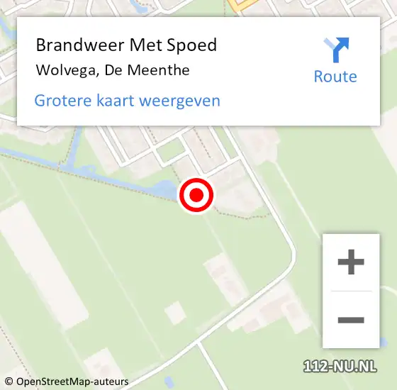 Locatie op kaart van de 112 melding: Brandweer Met Spoed Naar Wolvega, De Meenthe op 2 maart 2024 10:08