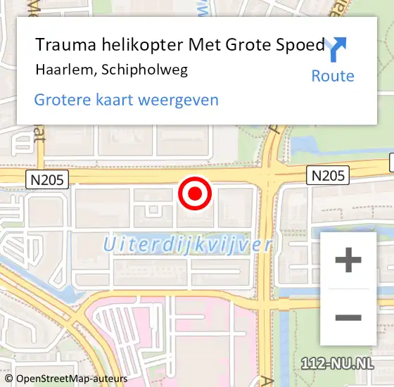 Locatie op kaart van de 112 melding: Trauma helikopter Met Grote Spoed Naar Haarlem, Schipholweg op 2 maart 2024 10:32