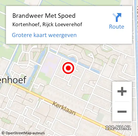 Locatie op kaart van de 112 melding: Brandweer Met Spoed Naar Kortenhoef, Rijck Loeverehof op 2 maart 2024 10:43