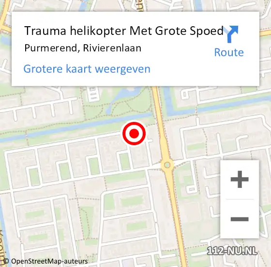 Locatie op kaart van de 112 melding: Trauma helikopter Met Grote Spoed Naar Purmerend, Rivierenlaan op 2 maart 2024 10:49