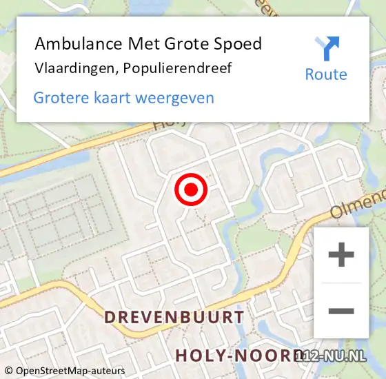 Locatie op kaart van de 112 melding: Ambulance Met Grote Spoed Naar Vlaardingen, Populierendreef op 2 maart 2024 10:53